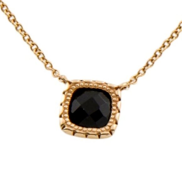 TACORI 14K YELLOW GOLD ONYX CRESCENT EMBRACE PENDANT NECKLACE